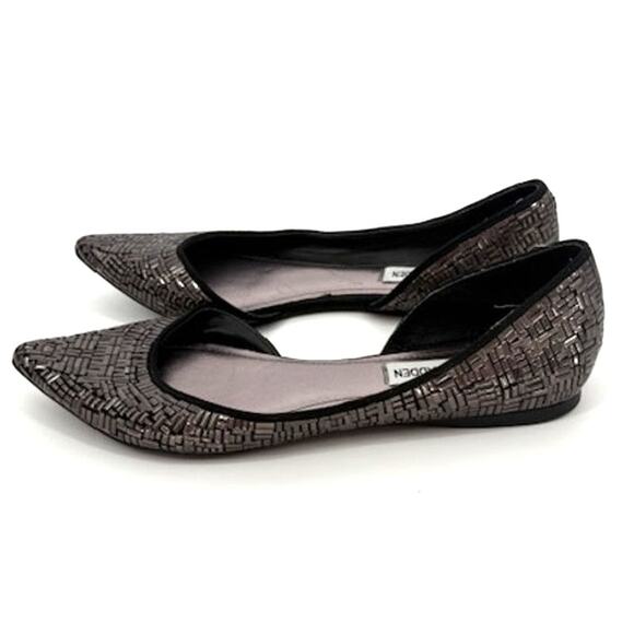 Steve Madden Black and Silver Flats with Textile Upper – Size 7.5 - Picture 4 of 6